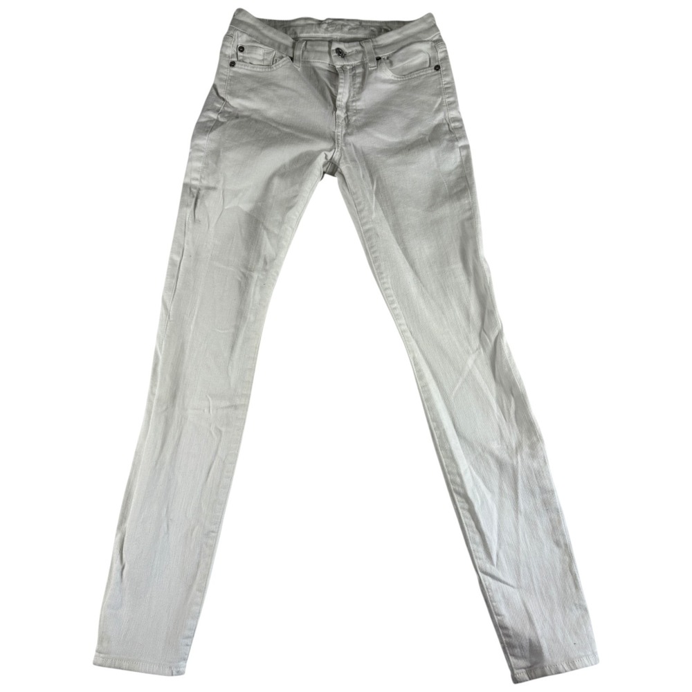 7 For All Mankind Ankle Skinny Jeans Womens 26 White Cotton Stretch Light Wash